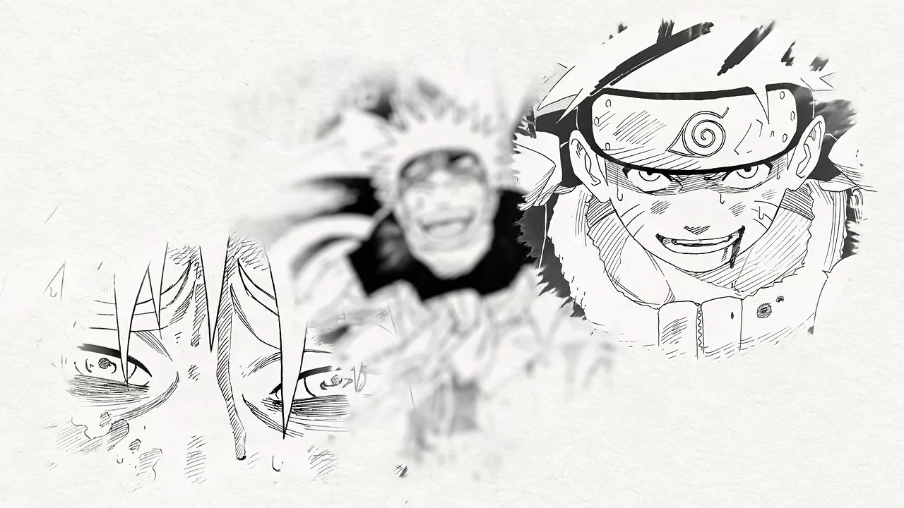 Kishimoto's rough pencil sketch of Naruto and Sasuke, from the teaser PV
